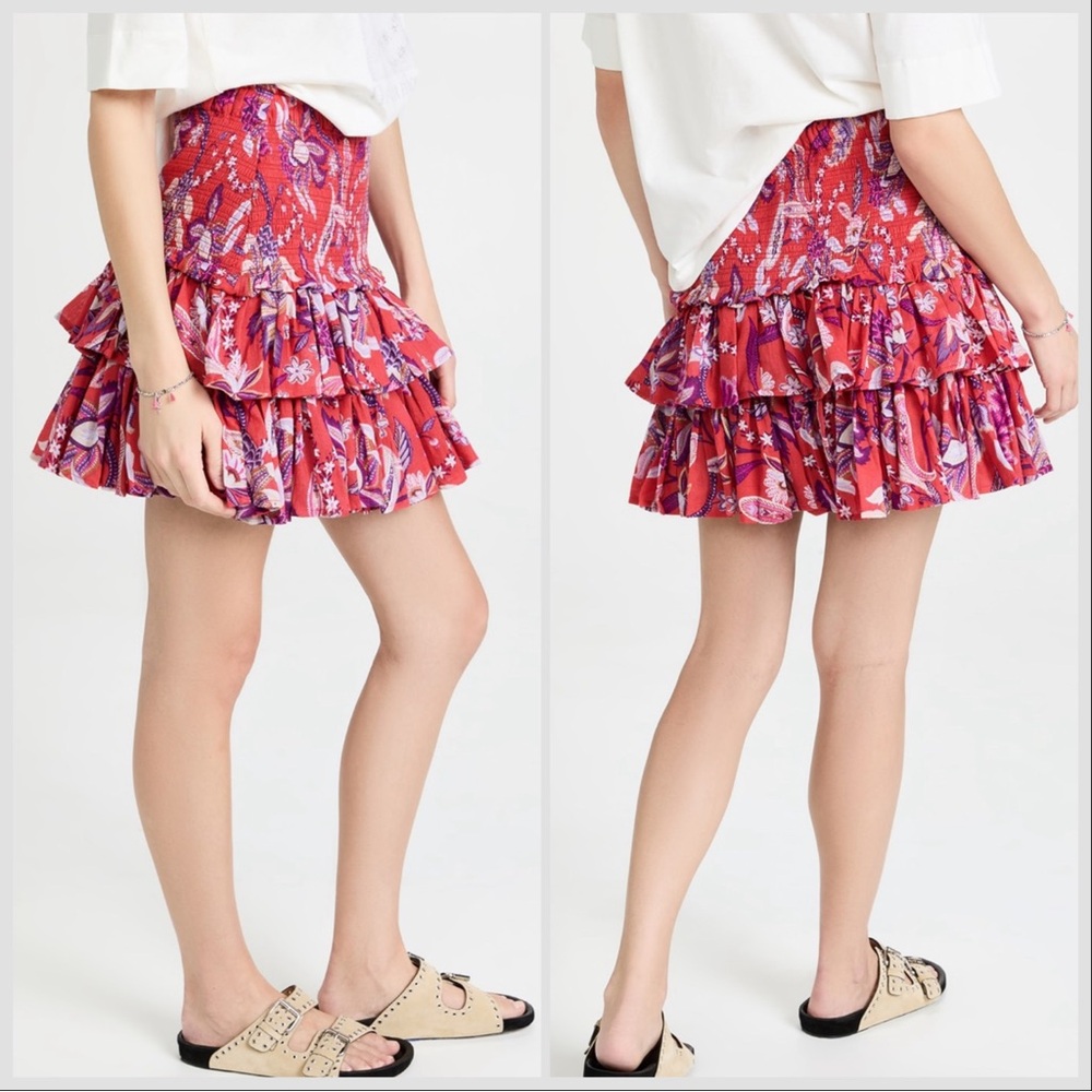 Sundry Red Floral Tiered Mini Smocked Ruffle
Lightweight Skirt Women Size L